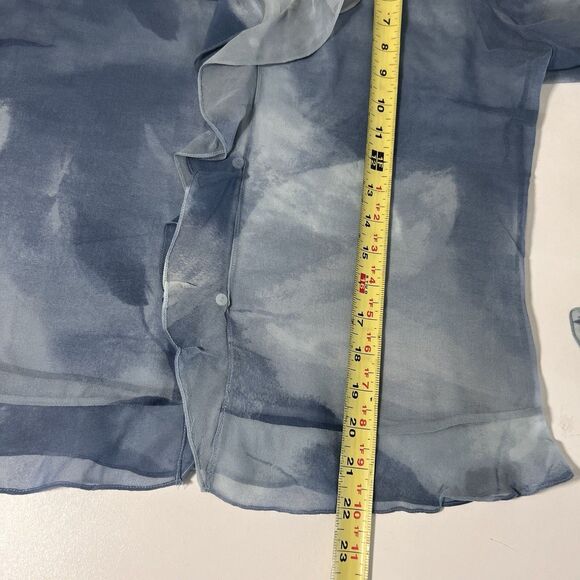 Mag Blouse Size 8 100% Silk Sheer Blue Ruffle Hem Feminine Whimsigoth Fairy - Picture 5 of 6
